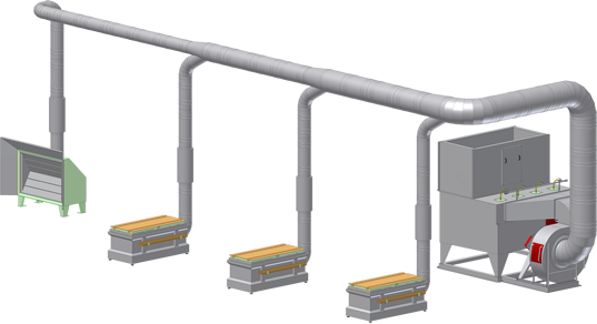 Solution Line - Impianto d'aspirazione centralizzato con abbattimento ad acqua - Centroventilazione Srl